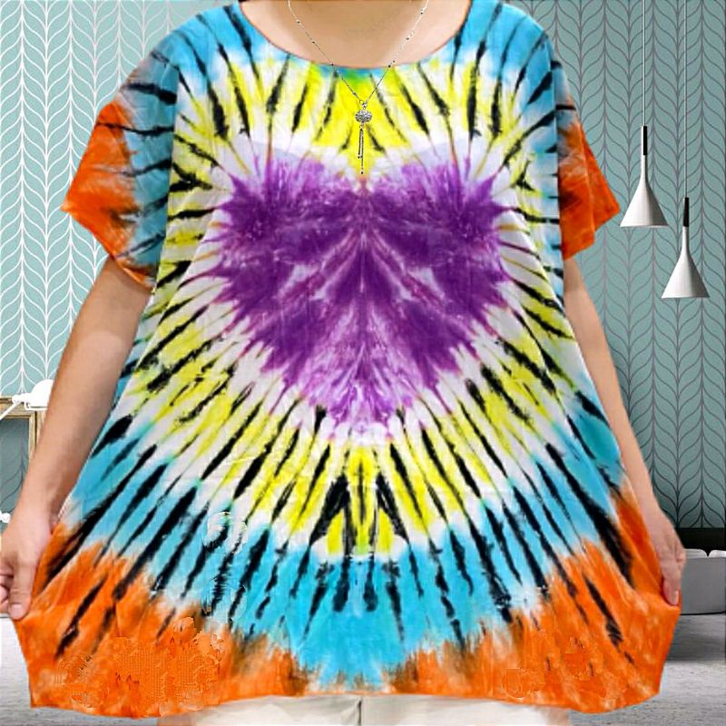 baju tie dye jumbo LD 140 BIG SIZE MOTIF LOVE bahan rayon berkwalitas