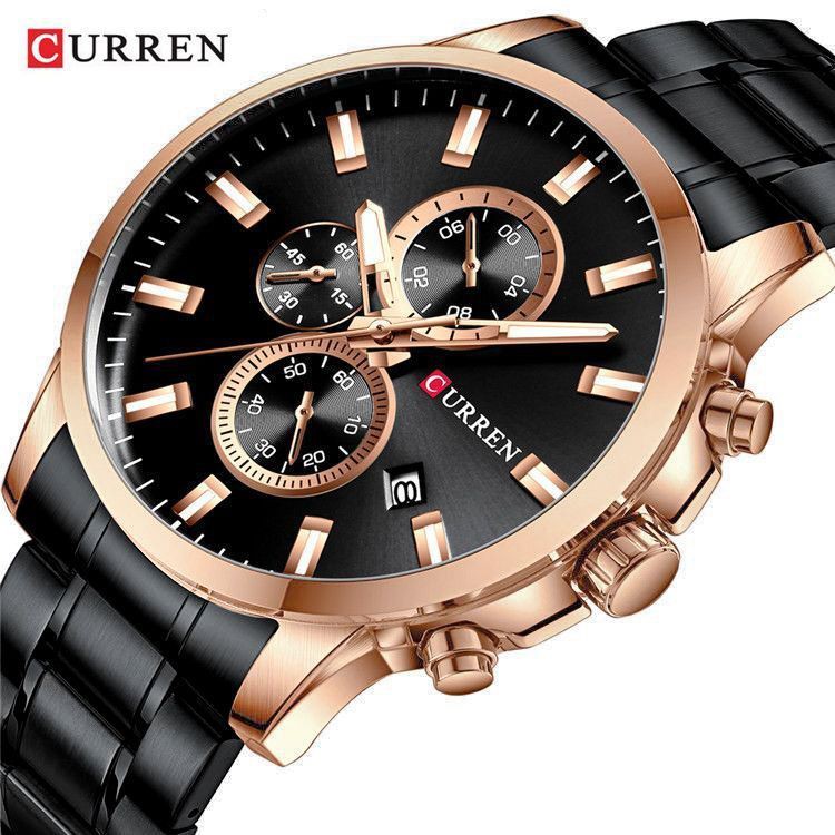 CURREN 8348 Jam Tangan Pria Analog Stainless Steel Chronograph Aktif WATCHKITE WKOS