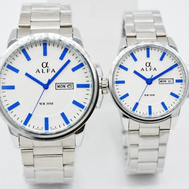 JAM TANGAN ALFA 88141 Jam Tangan Formal Couple Murah Anti Air - Quartz - All Stainless - Original