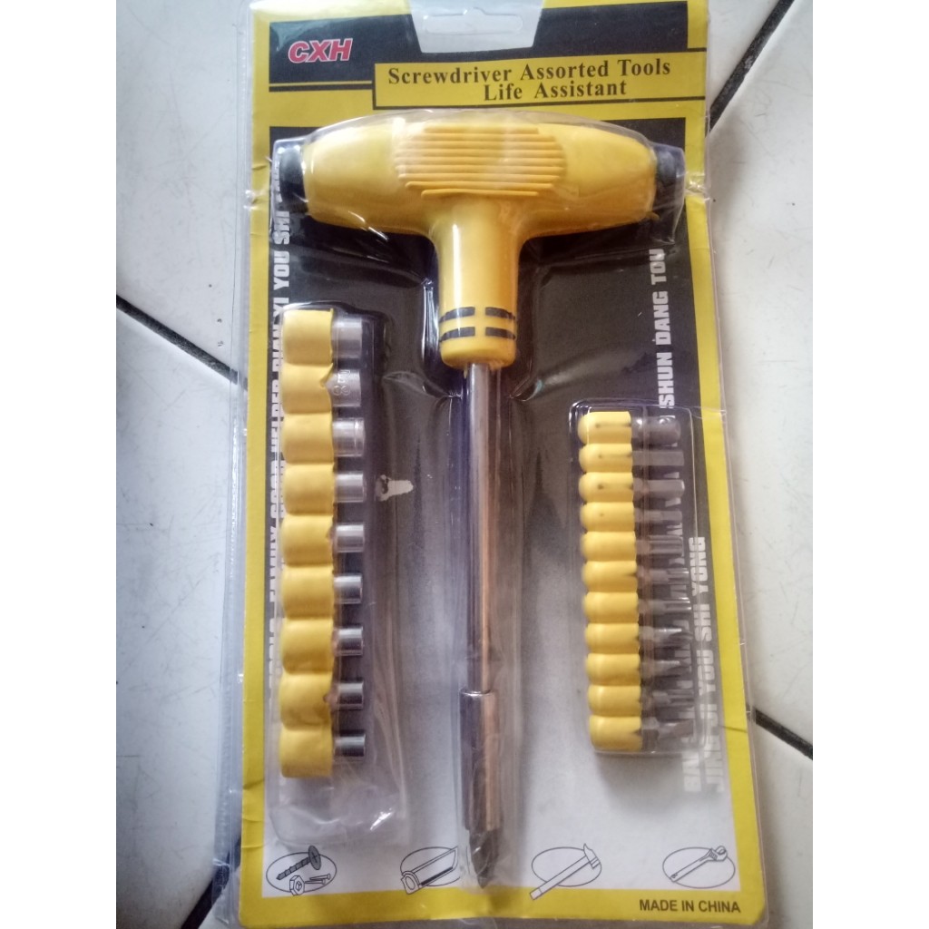 SLS89 Set Obeng Shock Multifungsi / Kunci Shock Serbaguna / Kunci Shock T/kunci