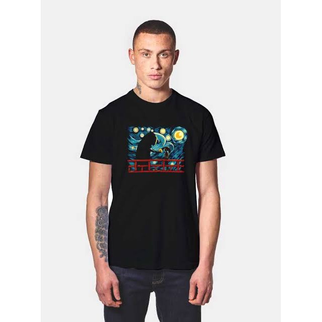 Kaos Ghibli Merch Spirited Away Van Gogh Art American state apparel