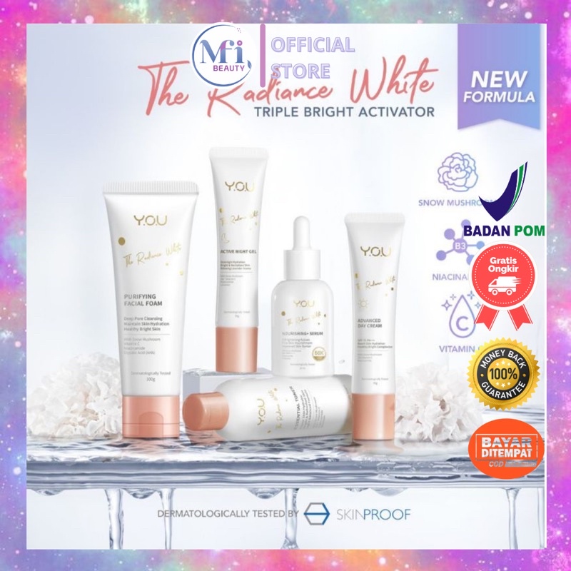 MFI - YOU The Radiance White Series Facial Foam Nourishing Serum Advanced Day Cream Active Night Gel Y.O.U