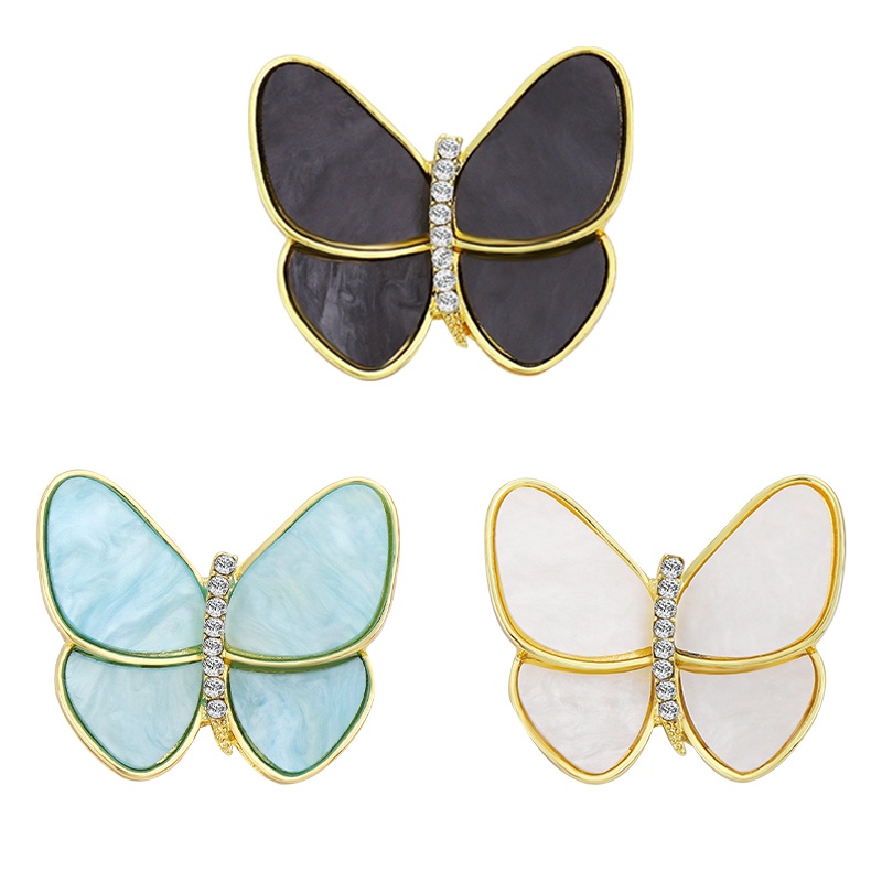 Pin Butterfly Berlian Imitasi 3 Warna Untuk Aksesoris Pakaian