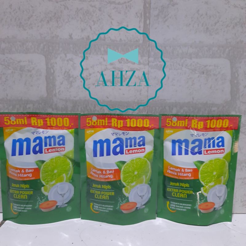 AHZA MAMA LEMON EXTRA POWER CLEAN PENCUCI PIRING REFILL POUCH 55ML EXP 2026