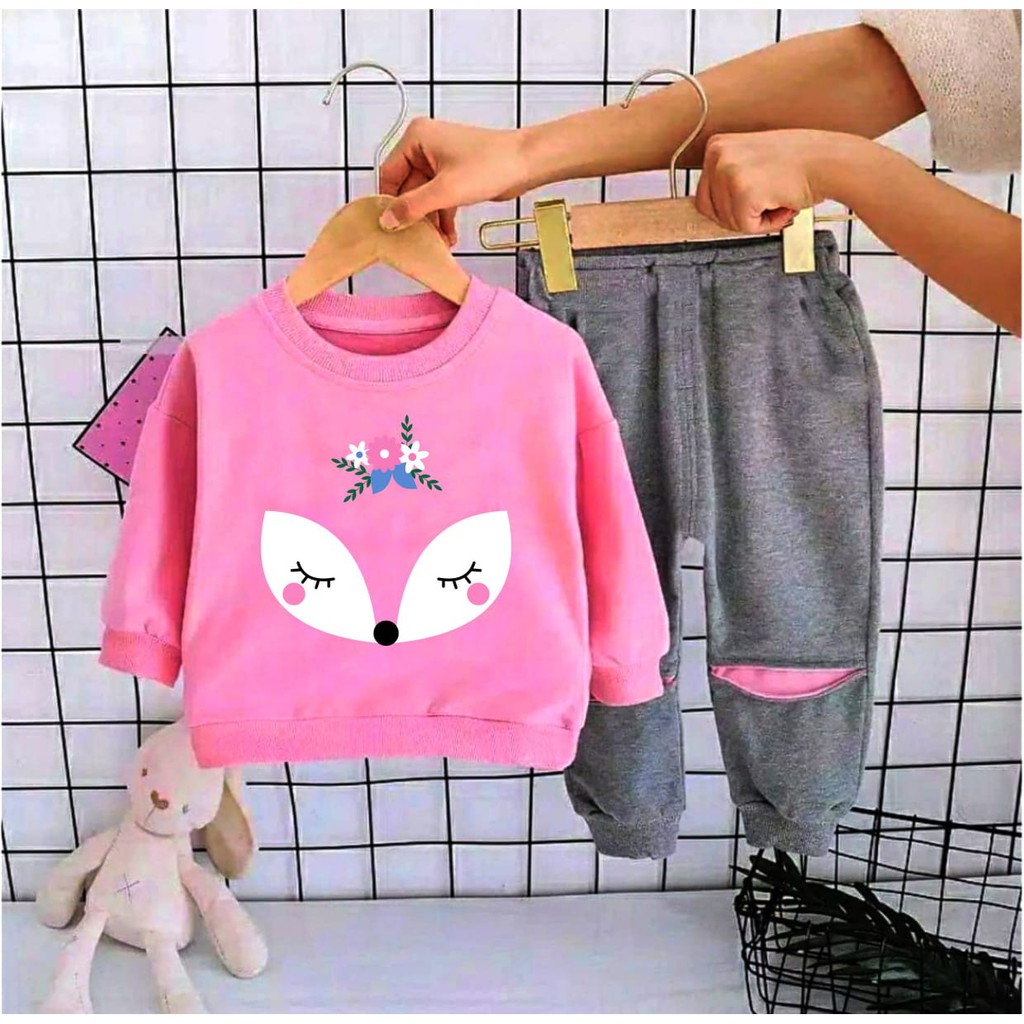 TokoMilkan - Setelan Anak Perempuan AMY ROSE Umur 1-6 Tahun Bahan Fleece