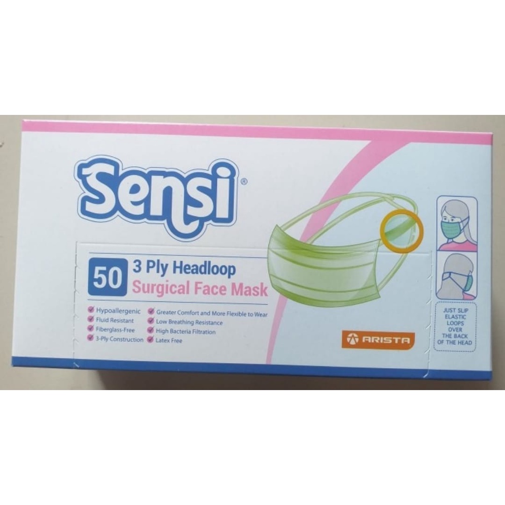Masker Sensi Headloop isi 50 / Masker Medis Sensi Headloop isi 50