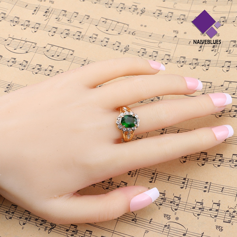 Naiveblue &gt; Cincin Vintage Aksen Emerald + Berlian Imitasi Untuk Perhiasan Wanita / Pesta / Club