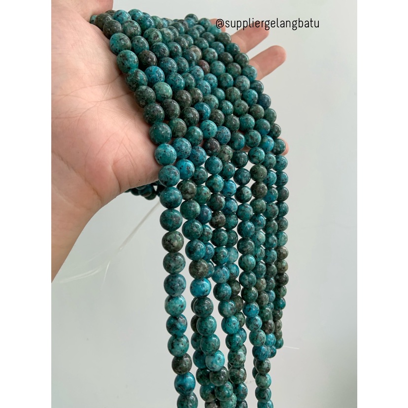 batu 10mm BLUE RHODONITE CHALCEDONY akik biru bacan rangkai aksesoris