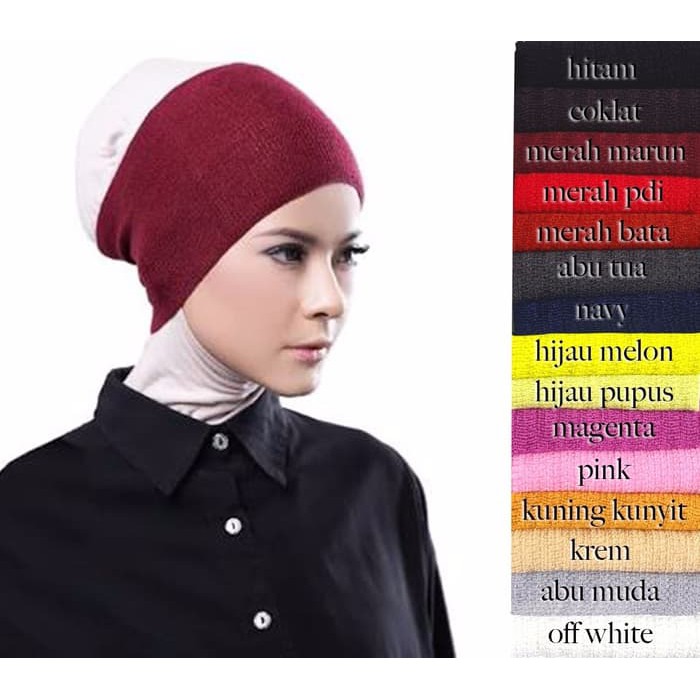 Ciput Inner Bandana Hijab Rajut Polos Anti Pusing Wanita - Kuning Termurah