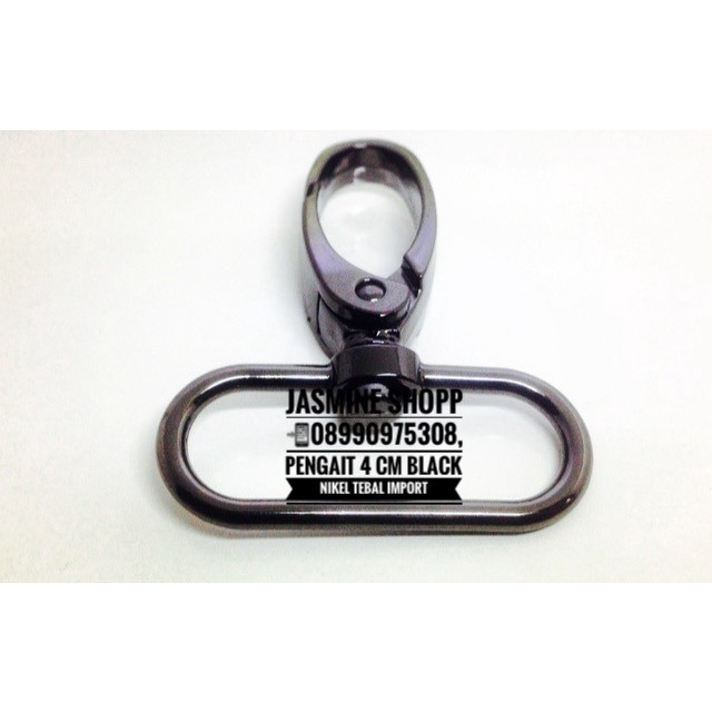 NEW Pengait Tas 4 cm Black Nikel Import Tebal/Cantolan