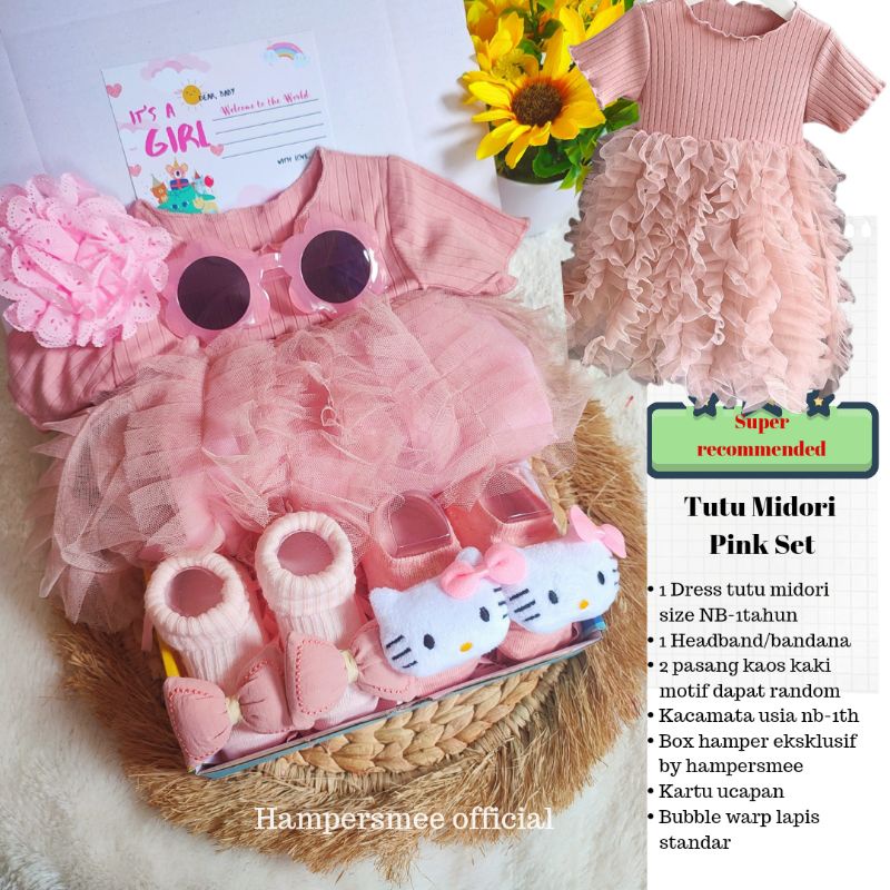 HAMPERSMEE SET PREMIUM - HAMPERS BAYI HAMPERS BABY KADO BAYI BABY GIFT HADIAH KELAHIRAN NEWBORN MURAH HEMPERS BAYI PARCEL BAYI BARU LAHIR-Tutu Midori Pink 2th
