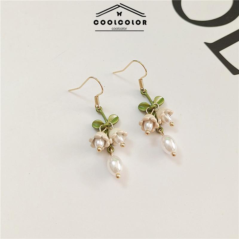 COD❤️1sepasang/ 2Pcs Anting Korea Wanita Stud Desain Anggrek Aksen Mutiara Untuk Anak Perempuan Perhiasan Hadiah Fashion Aksesoris Murah Terbaru Hadiah Ulang