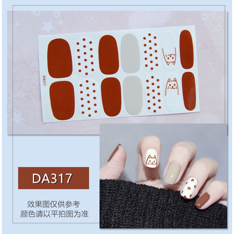 DA 14Pcs/Set Stiker Kuku Desain Bermotif High End Berlian Mutiara Permata Warna-Warni Untuk Tempel Tahan Air Tahan Lama Menicure Stickers Korea Self Adhesive Fashion Sticker kuku Full Aksesoris Dapat Kupas Mudah Digunakan Dan Dilepas Anti Air Nail Art