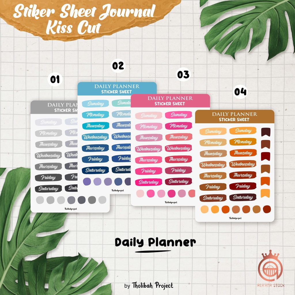 

STICKER SHEET DAILY WEEKLY PLANNER KISS CUT DECO SCRAPBOOKING / STIKER DEKORASI FOR JOURNAL BUJO AESTHETIC