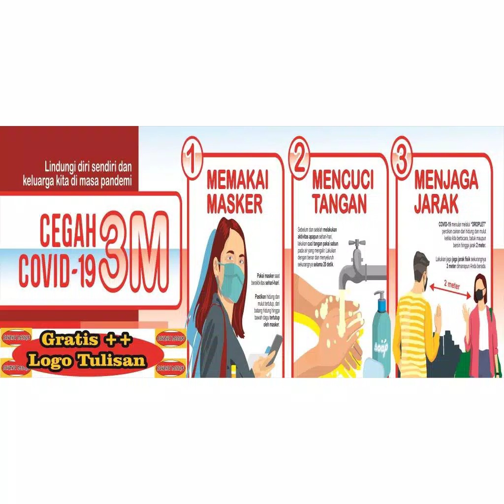 BANNER /SPANDUK 3M CEGAH COVID 19  5x3 DESIGN SUKAKU