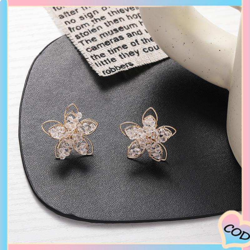COD❤️ Anting-Anting Bunga Bola Kaca Anting-Anting Musim Panas Yang Jelas Anting-Anting Siswa-A.one