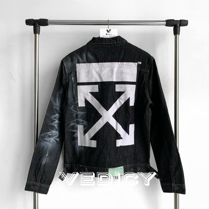 BIG SALE☀ jaket cowok JAKET OFFWHITE ARROW LOGO DENIM OFF WHITE GRADE AUTHENTIC 1:1 ORI BELANJA-
