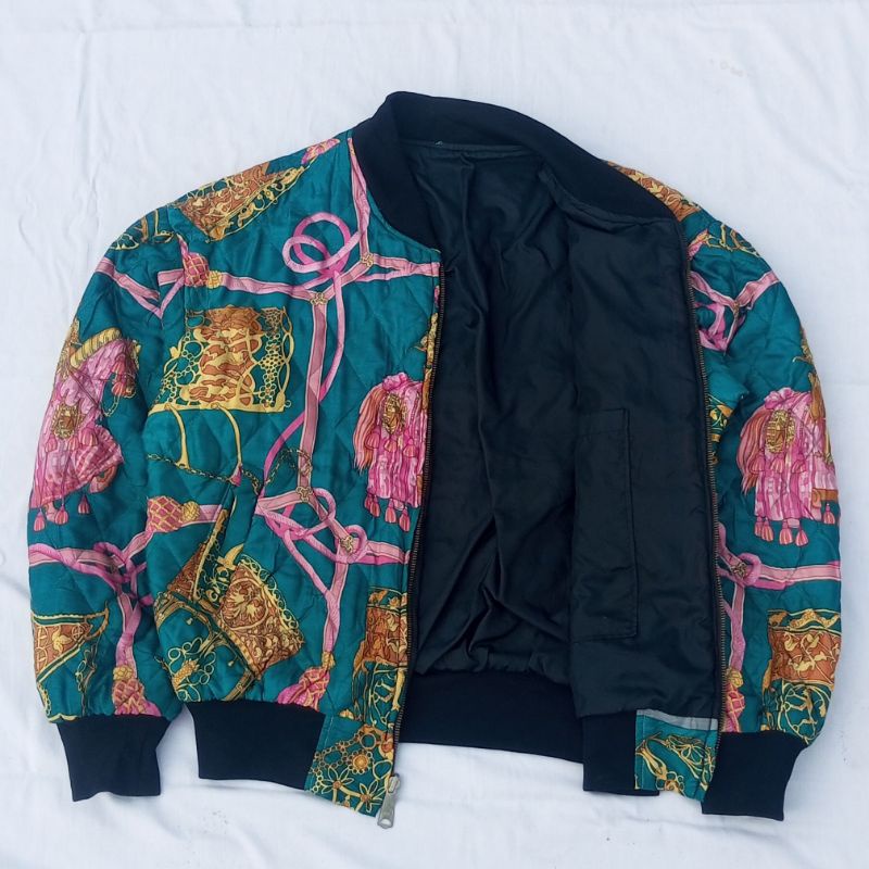 Patern horse silk bomber jacket vintage