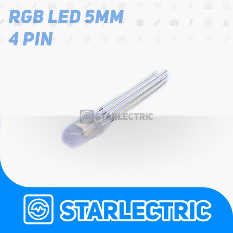 LED RGB 5mm 4 pin Diffused Common Cathode Katoda CC