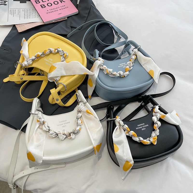 BJ81921 - BLACK/BLUE/WHITE/YELLOW - TAS SLEMPANG KECIL FREE TWILLY SYAL TALI RANTAI WANITA FASHION IMPORT MODIS ELEGAN TERMURAH TERLARIS TERBARU BAGSTORE JAKARTA TAS BATAM GT1921 BQ3482 JT6969