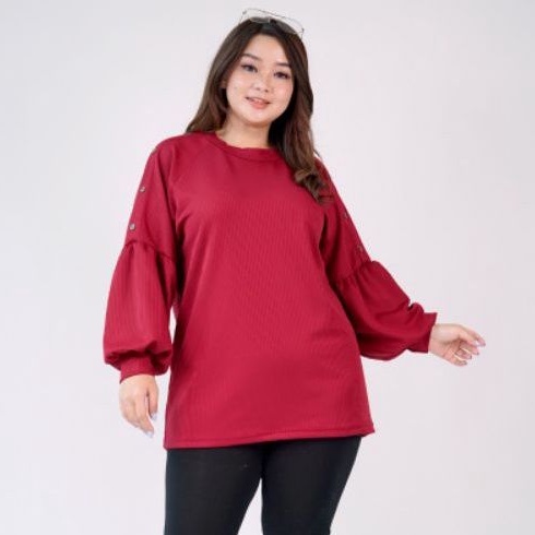 Blouse Jumbo Xxxl Ld 120 Bahan Kaos Rib Premium Super Adem - Kaos Knit Rajut Jumbo Kekinian Murah