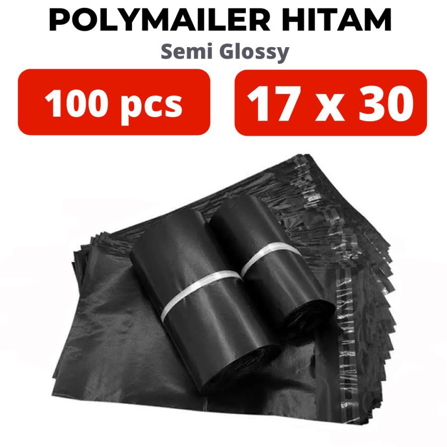 Trend-Plastik Polymailer Hitam [17x30] - Bungkus Plastik Packing Online