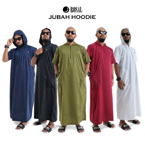 Jubah Hoodie ROSAL Gamis Jubah Hodie Lengan Pendek Pria Dewasa