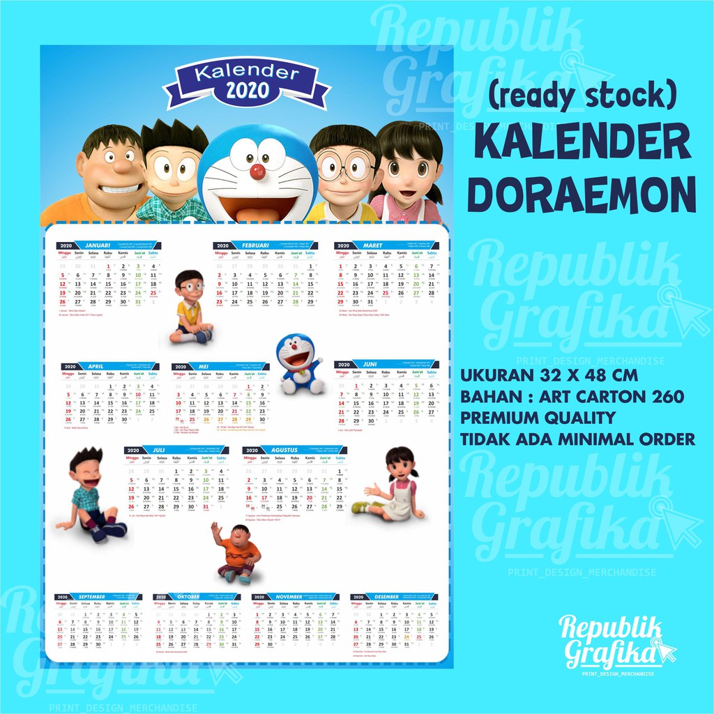 (READY STOCK) KALENDER DORAEMON 1 LEMBAR MURAH