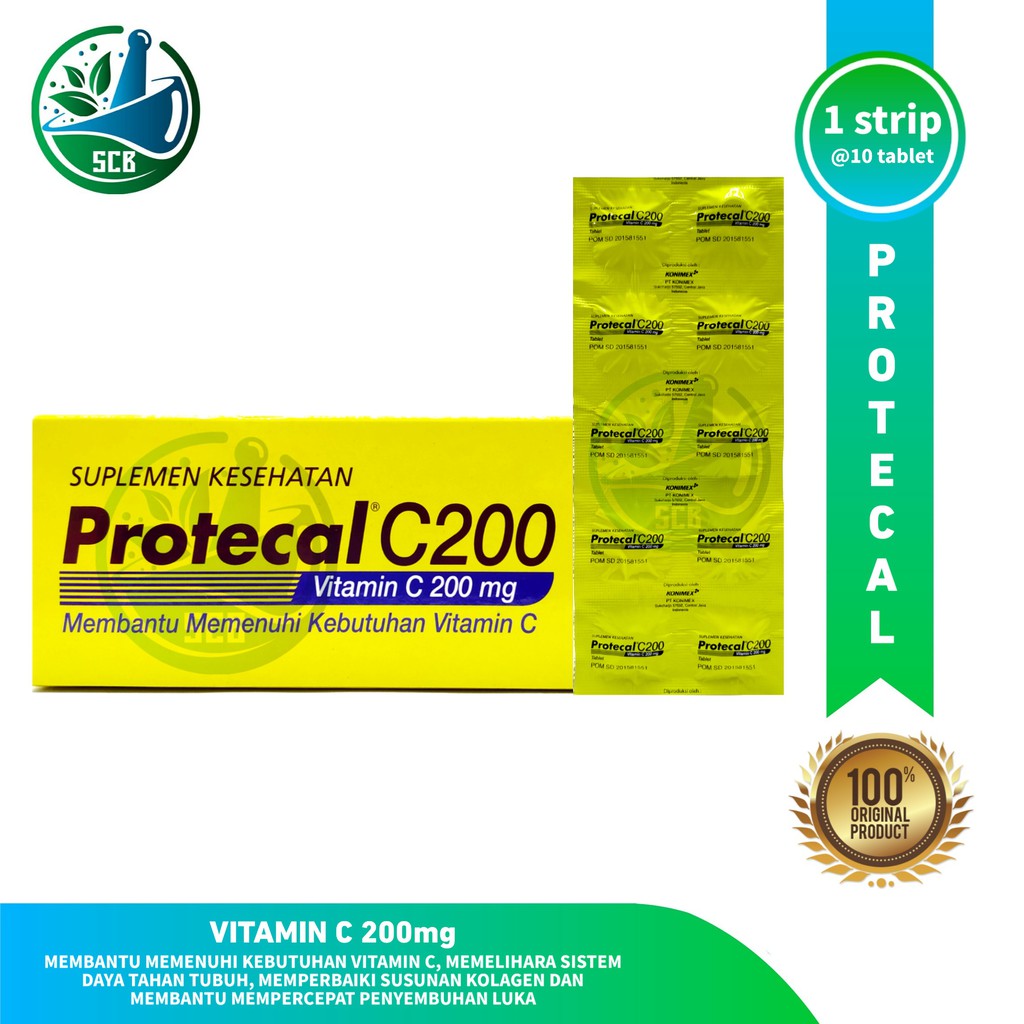 Protecal C200 Strip - Vitamin C 200mg Isi 10 tablet