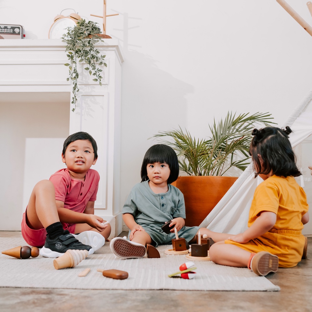 OliverKids Setelan Anak 1-5 Tahun Setelan Kiano Pocket Anak Celana Jogger Dan Baju Anak Polos Katun Combed One Set Henley Tee Setelan Pantai Anak-6