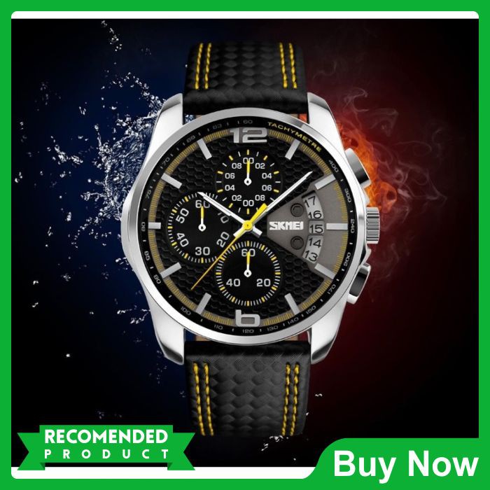 SKMEI Jam Tangan Analog Pria Kulit Original Elegan Unik - 9106