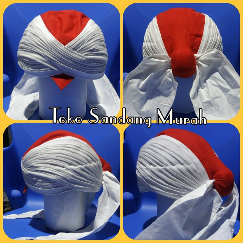 Blangkon Jogja lipat Kasunanan Merah Putih Sliwir - Busana jawa - Pakaian jawa - Baju jawa