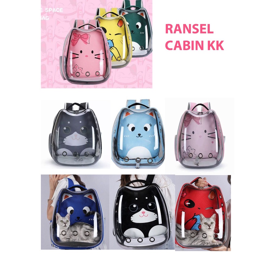 Tas Ransel Karakter Cabin KK Biru Navy Pet Cargo Carrier Kucing Anjing