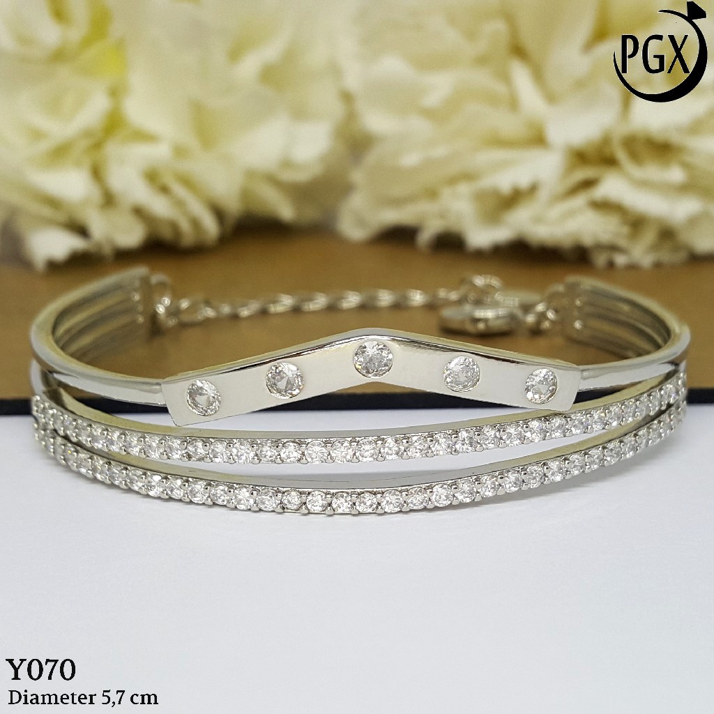 PGX Gelang Xuping Wanita Bangkok Bangle Aksesoris Perhiasan Lapis Emas - Y070