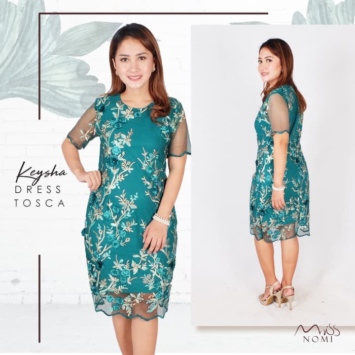 NEW FB KEYSHA DRESS PESTA WANITA TILE BORDIR / GAUN PESTA WANITA LACE SEPAN