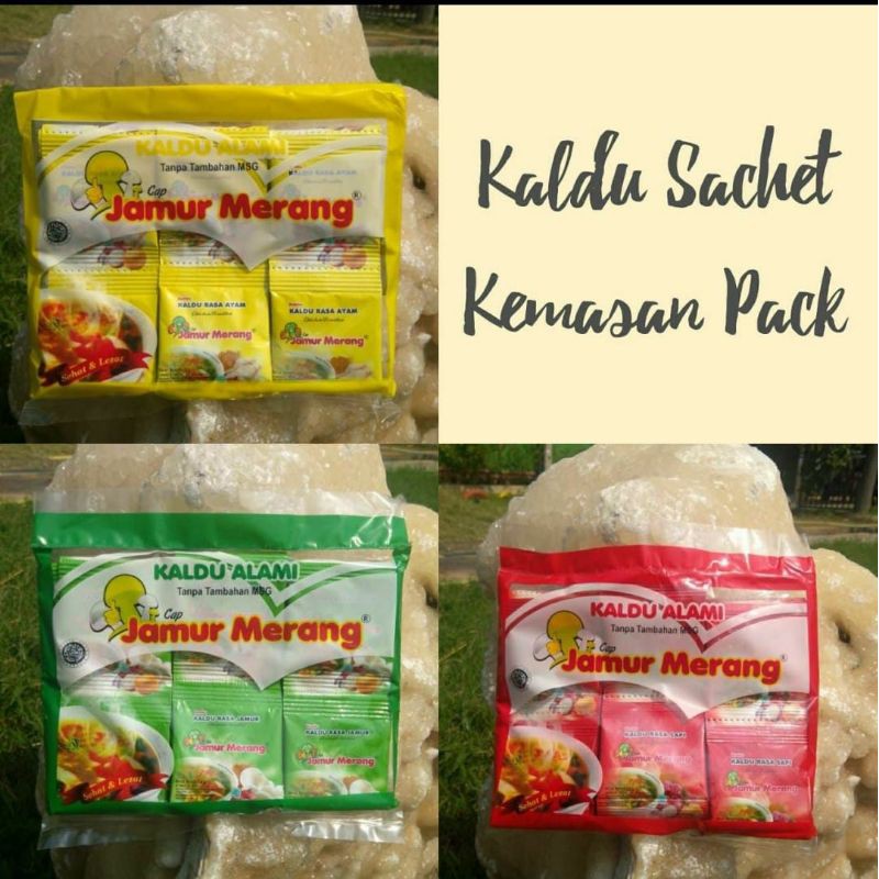 

Kaldu alami non MSG rasa jamur/yam/sapi kemasan pack iss 30 sachet