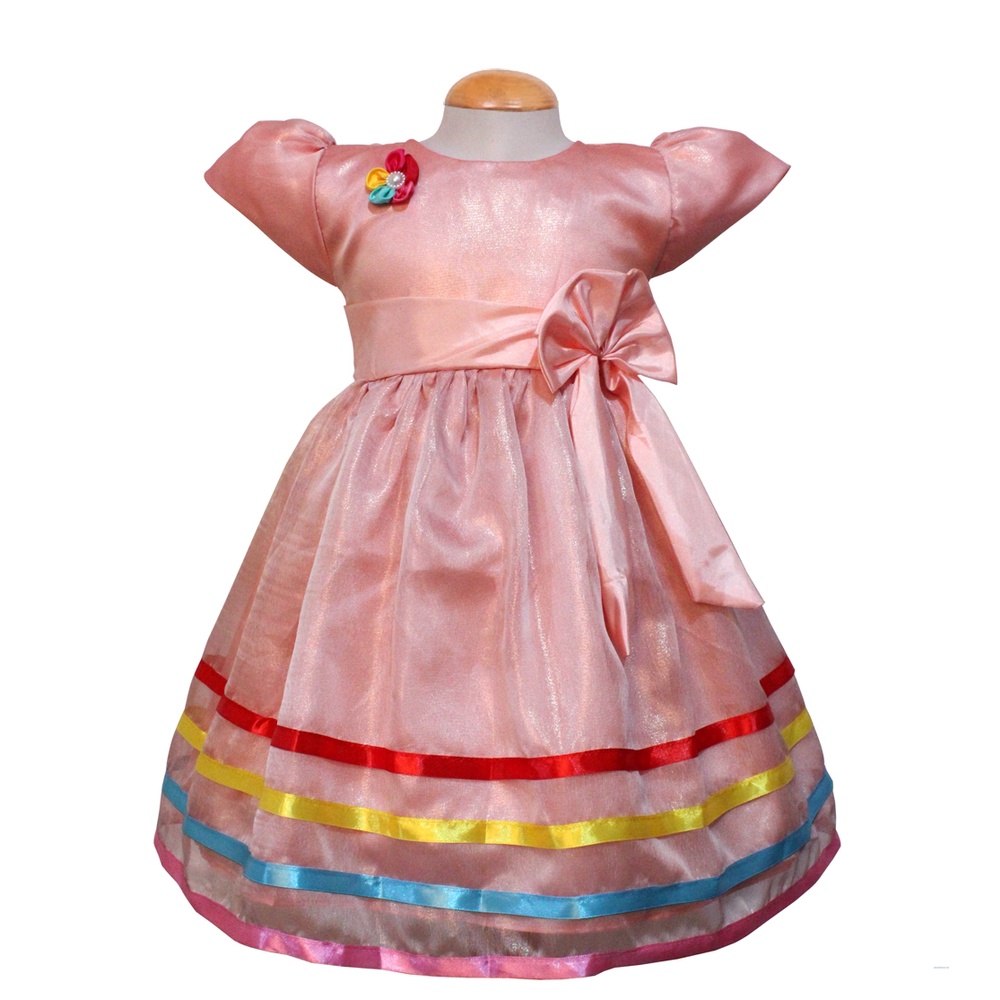 Dress Kids Megi/Terusan Dress Anak Brukat/ Fashion Anak Perempuan Lucu/Dress Pita Murah Usia 3-5 Thn