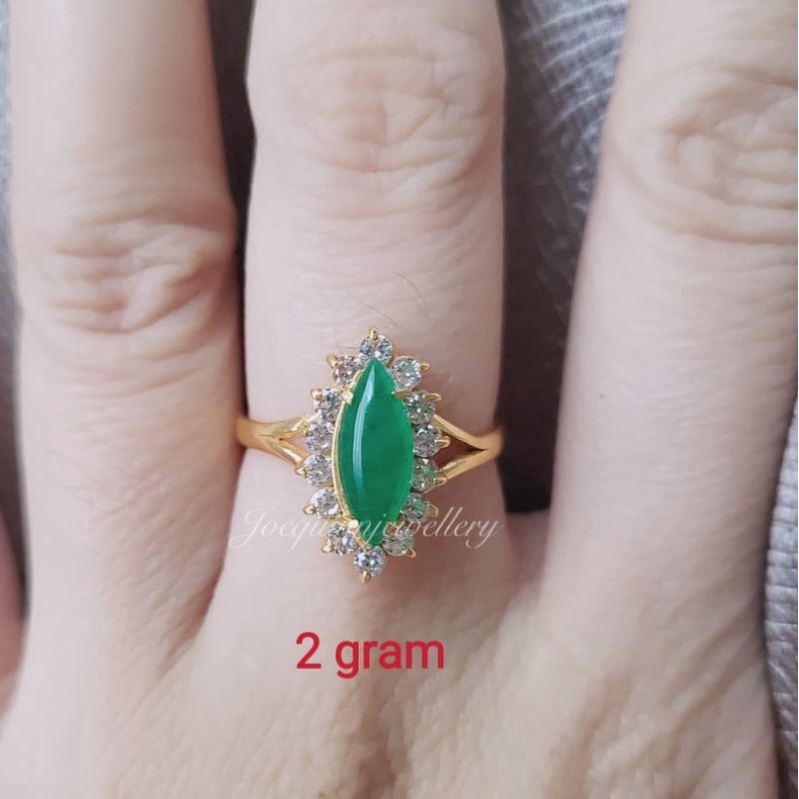cincin 2 gram mata hijau emas muda