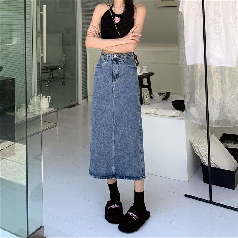 Rok denim wanita korean style skirt midi