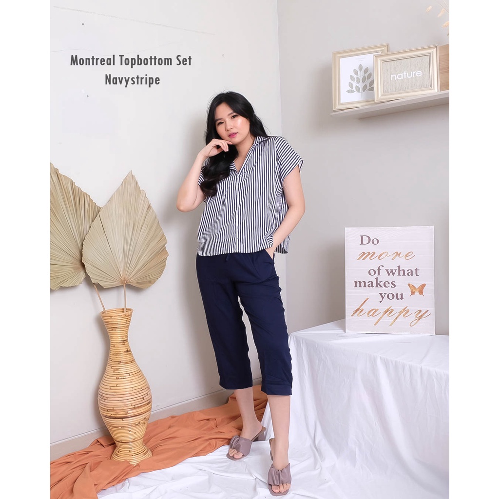 Luvanichouse - Montreal Topbottom Set-navystripe(kerah)