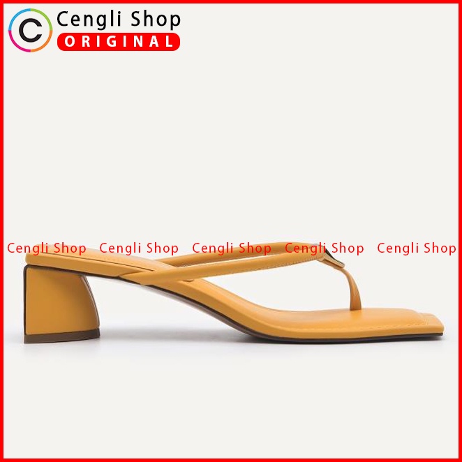 SANDAL HEEL PEDRO WANITA ORIGINAL HEELS BRANDED KULIT ASLI KUNING PW065