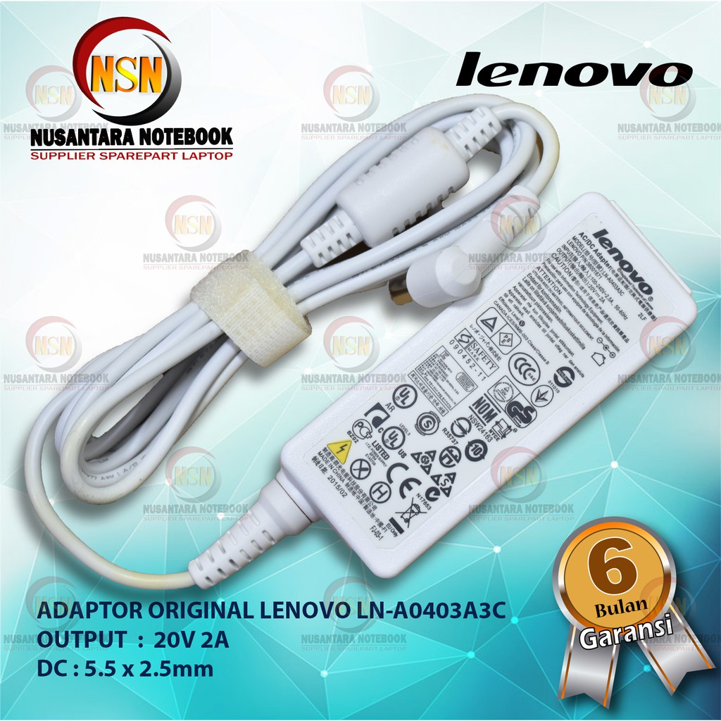 Adaptor Original Lenovo IdeaPad LN-A0403A3C 20V 2A DC 5.5 mm White