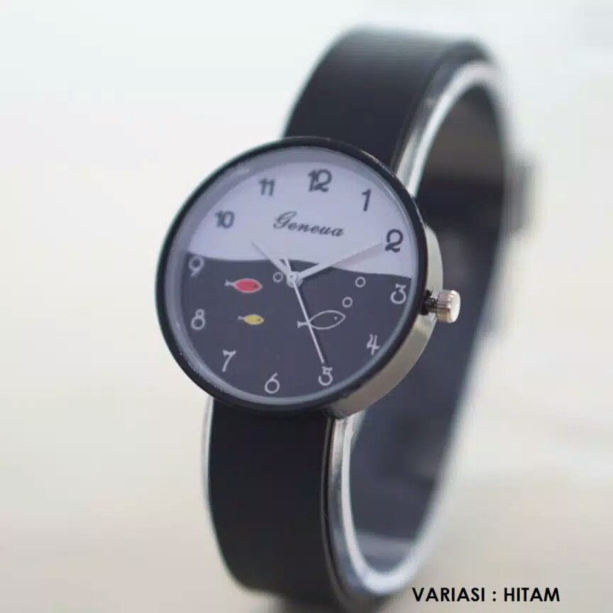 JAM TANGAN MURAH PRIA WANITA HARAJUKU KOREAN STYLE RUBBER MOTIF IKAN