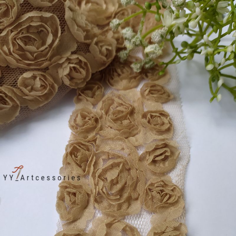 Aplikasi jahit/Pita/ Renda tile bunga swirl