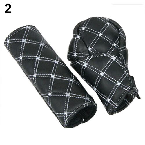 2pcs Anti-slip Dan Serap Keringat Kulit Sintetis Mobil Gear Shift Knob Rem Tangan Kepala Shift Knob Cover Sleeve Aksesoris Interior Mobil