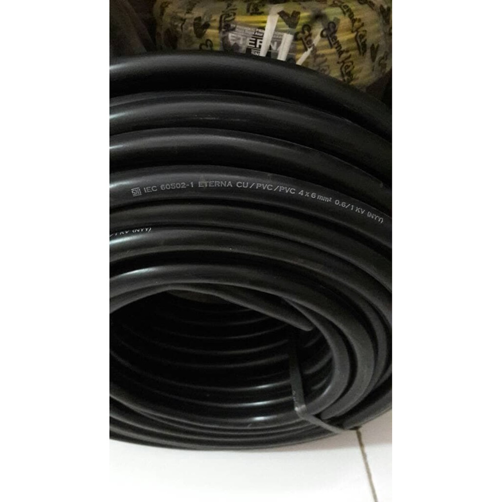 Kabel Listrik Kawat Hitam NYY 4 x 6 4x6 Eterna (Meteran) Kabel NYY 4 x 6mm 4x6mm Eterna (Meteran)
