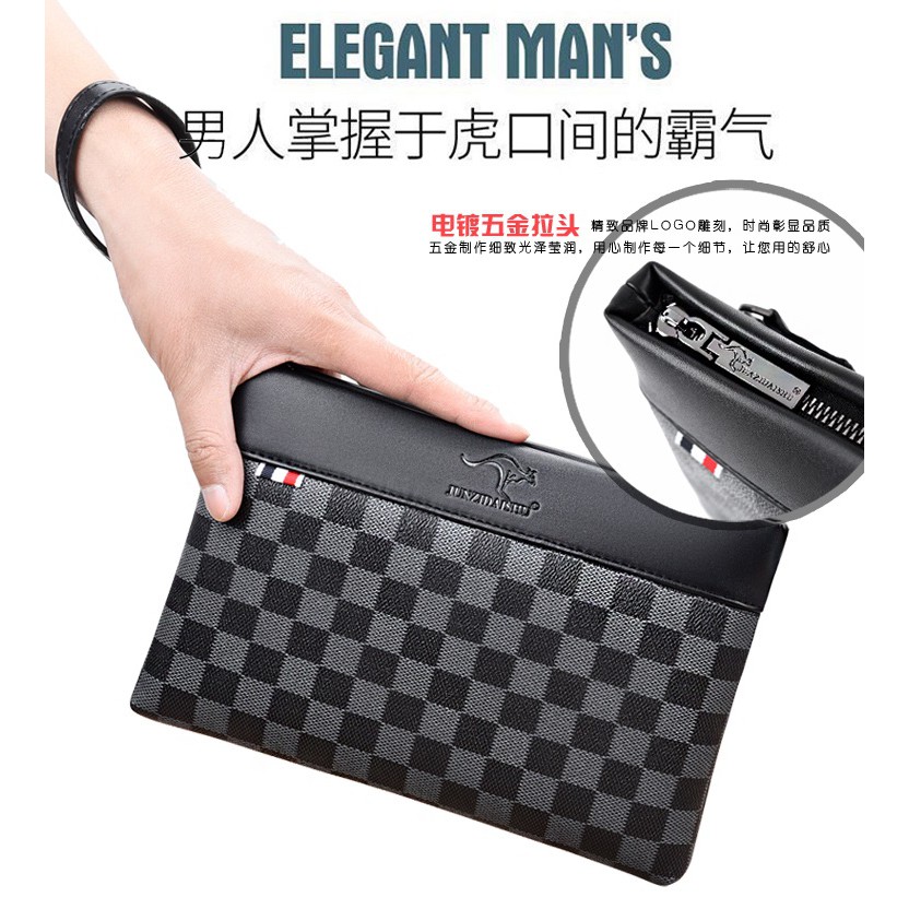 Clutch Pria Clutch Wanita Pesta / Tas Tangan Kulit / Hand Bag / Dompet Clutch Branded Motiv Damier