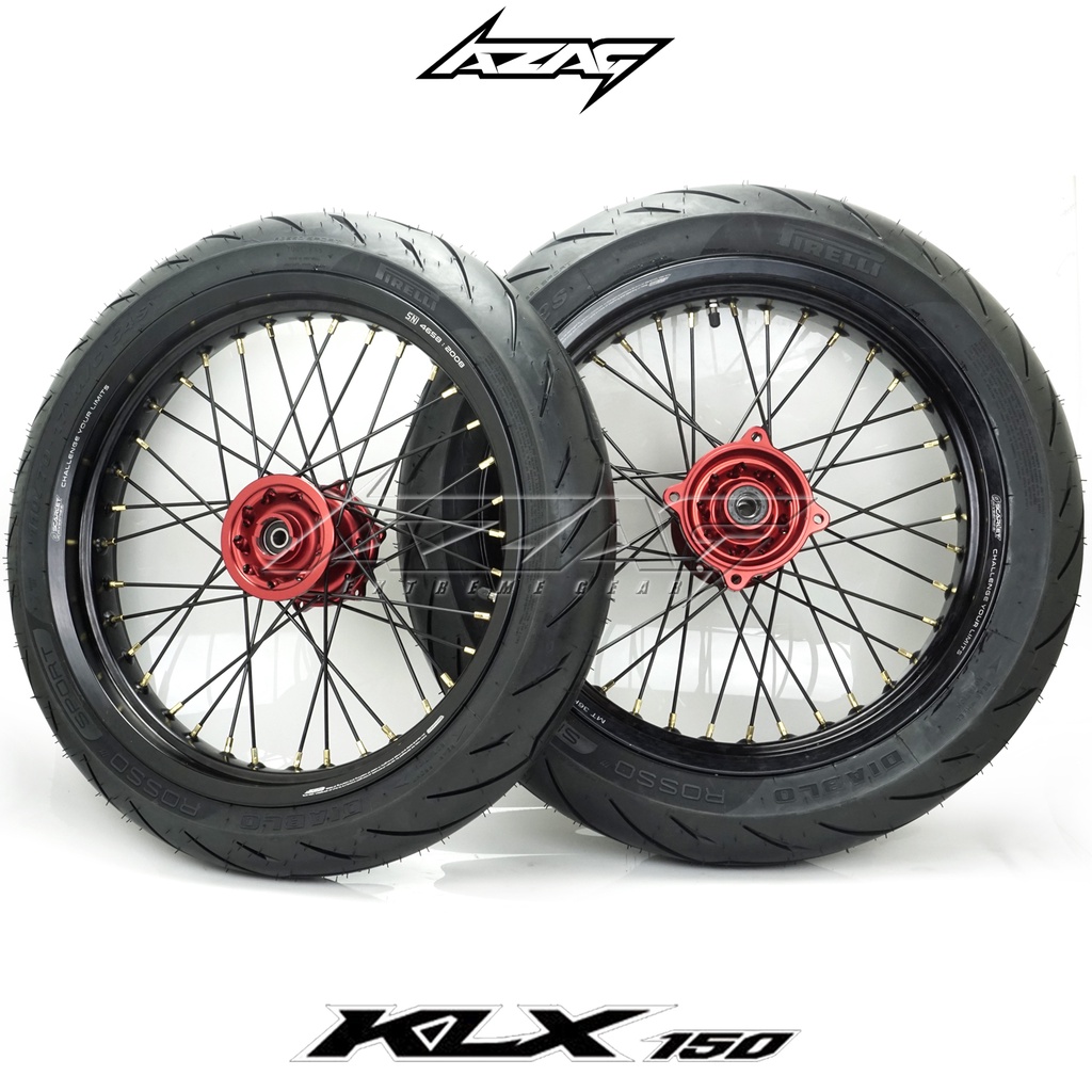 BAN SET SUPERMOTO CRF150 FULL SCARLET BLACK RED PIRELLI DRS