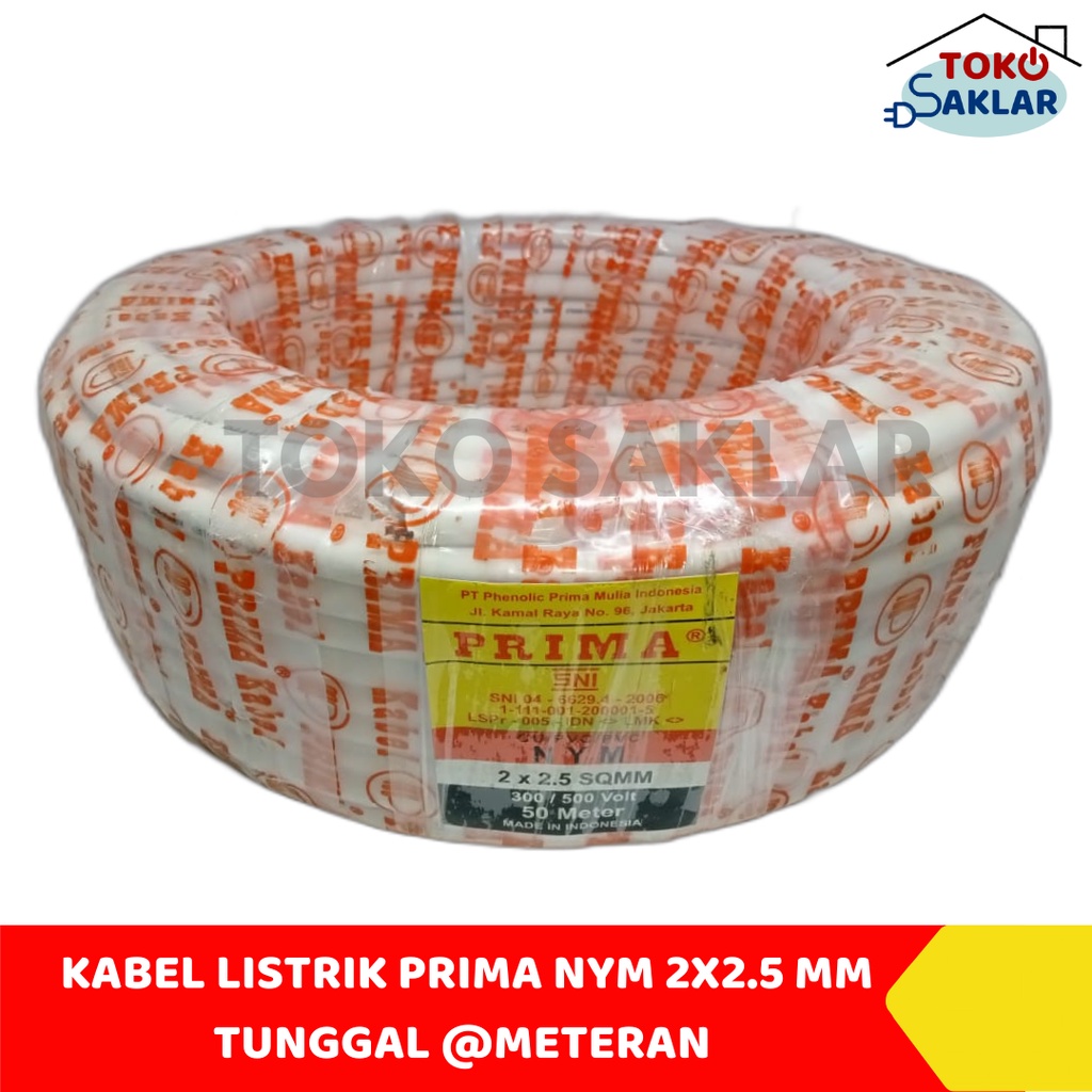 Kabel Prima/Supreme NYM 2x2.5 Tunggal @Meteran