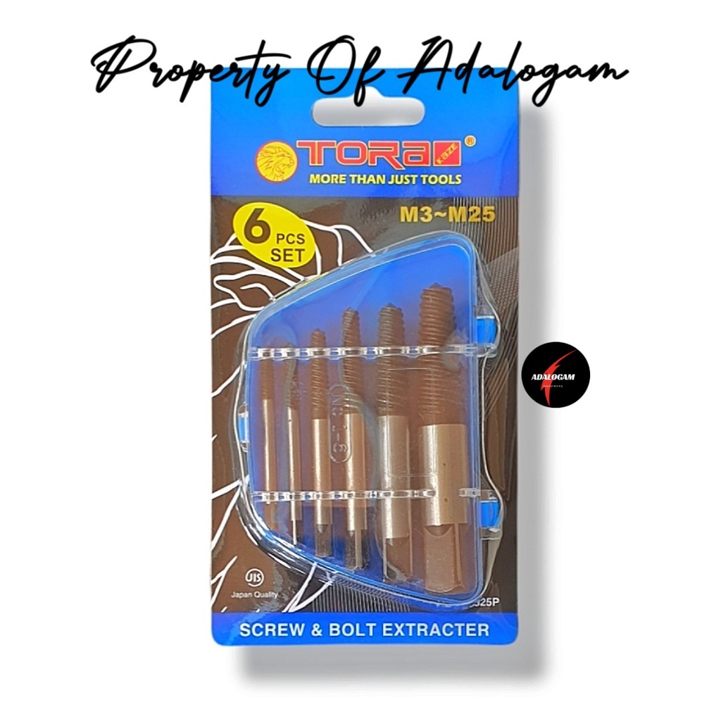 TORA Tap Balik Set 6 Pcs - Screw Extractor Pembuka Baut Rusak